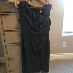 White House black market tweed gray cascade dress
